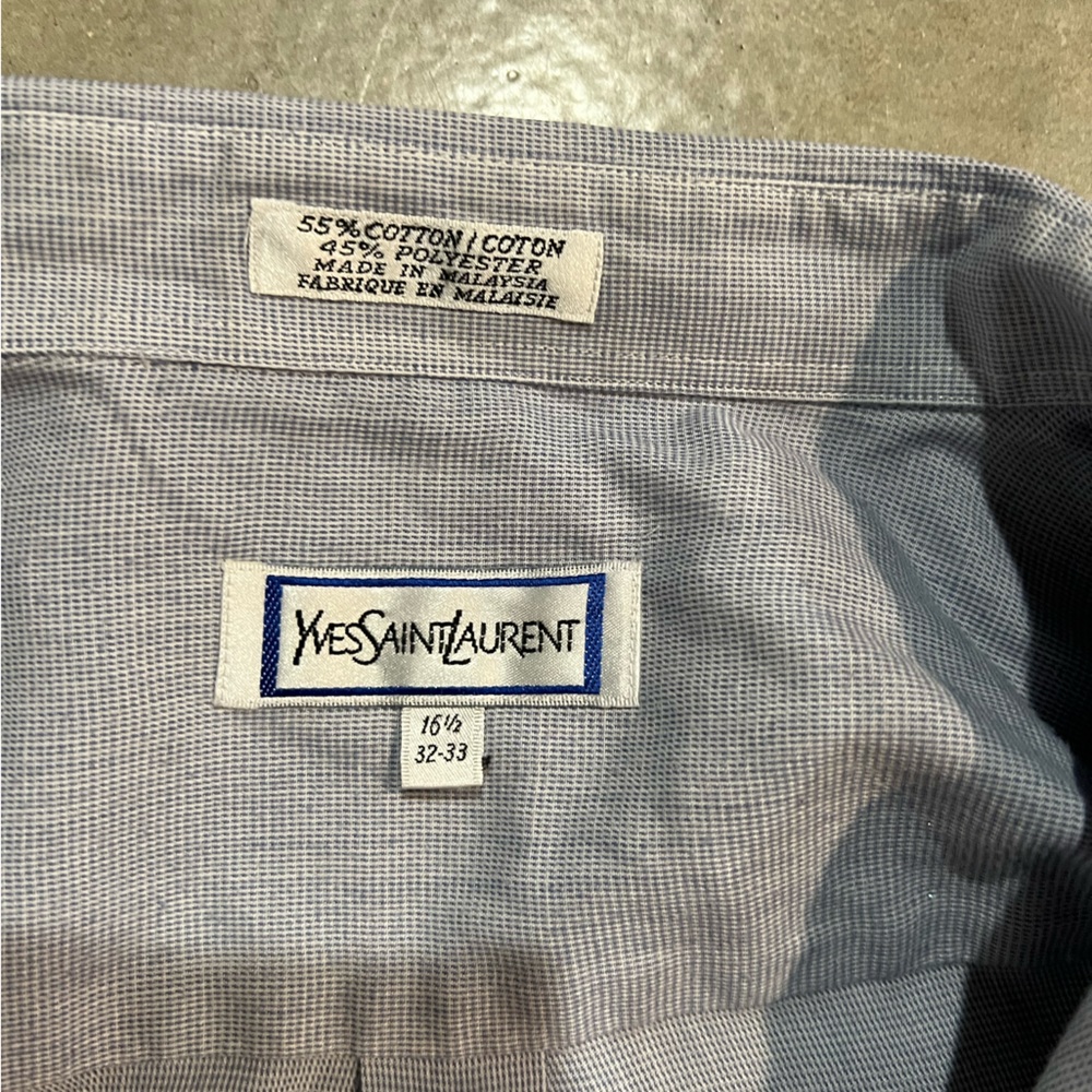 Yves Saint Laurent 16.5 long sleeve button down dress shirt light blue